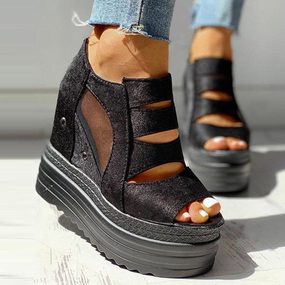 COPY - Black Peep Toe Platforms